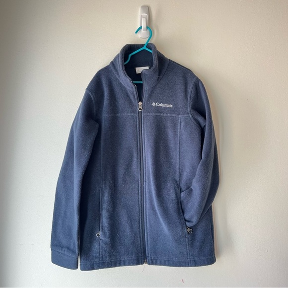 Columbia Kids Fleece Jacket Medium 10/12 Navy Blue Full Zip Warm Outdoor Fall - Picture 1 of 9